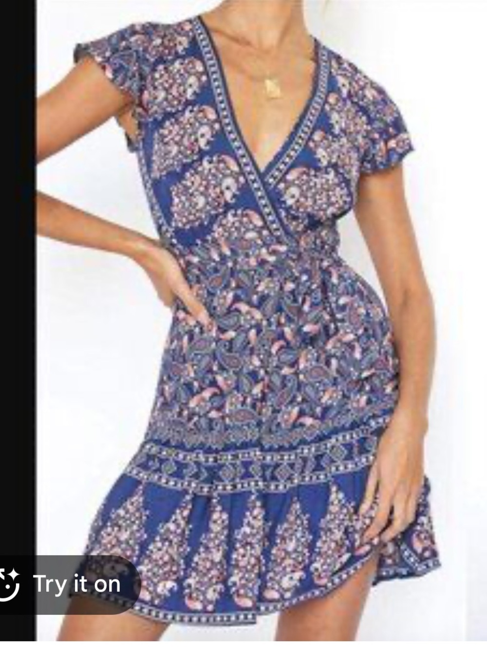 Blue Floral Wrap Dress